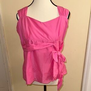 *NEW* Ann Taylor LOFT Petites Pink Sleeveless Top with side Zipper + Ribbon!